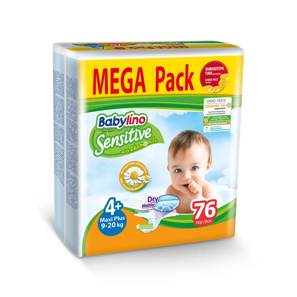 Babylino sensitive pelene mega pack MAXI PLUS 4+, 76kom