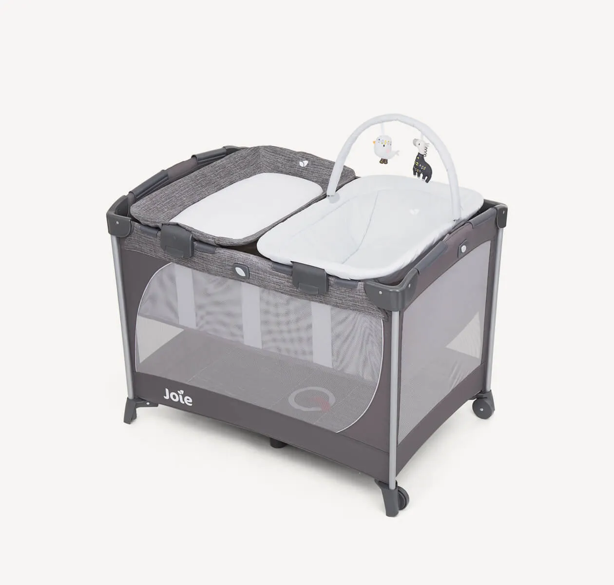 Joie prenosivi krevetac Commuter Change&Snooze, Linen Gray
