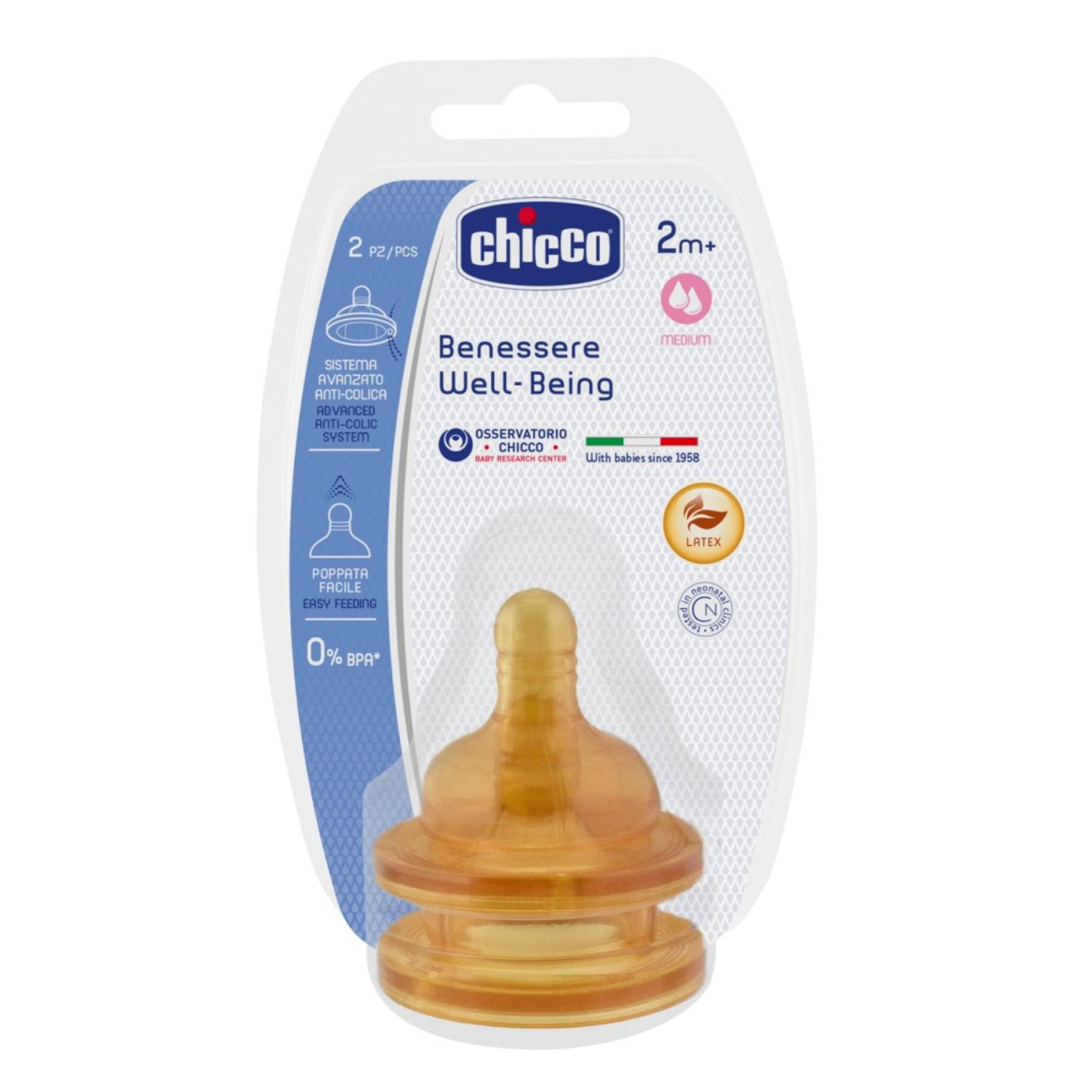 Chicco cucla Giotto od kaučuka srednji protok 2m+, 2/1