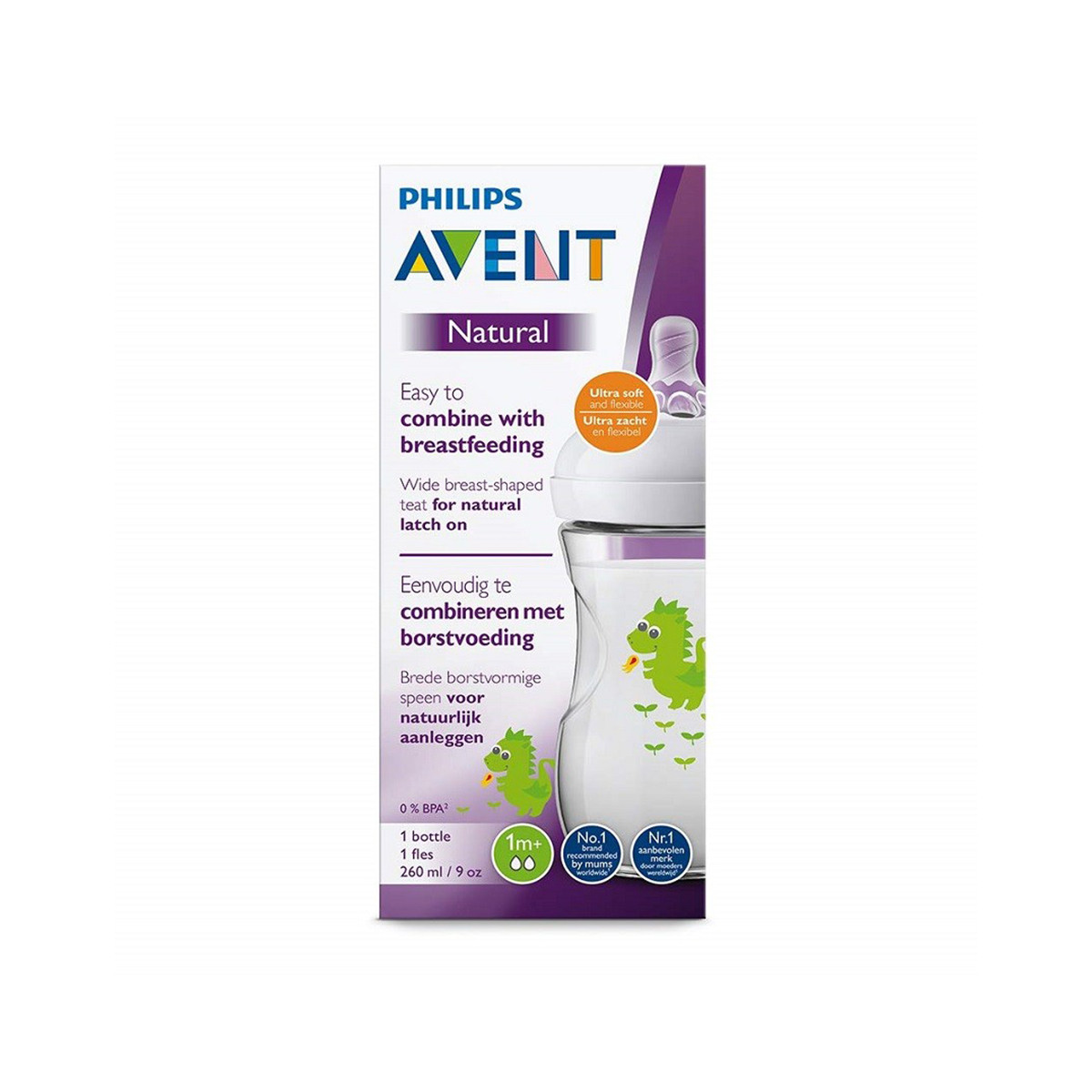 Avent flašica natural Dragon 1m+,260ml
