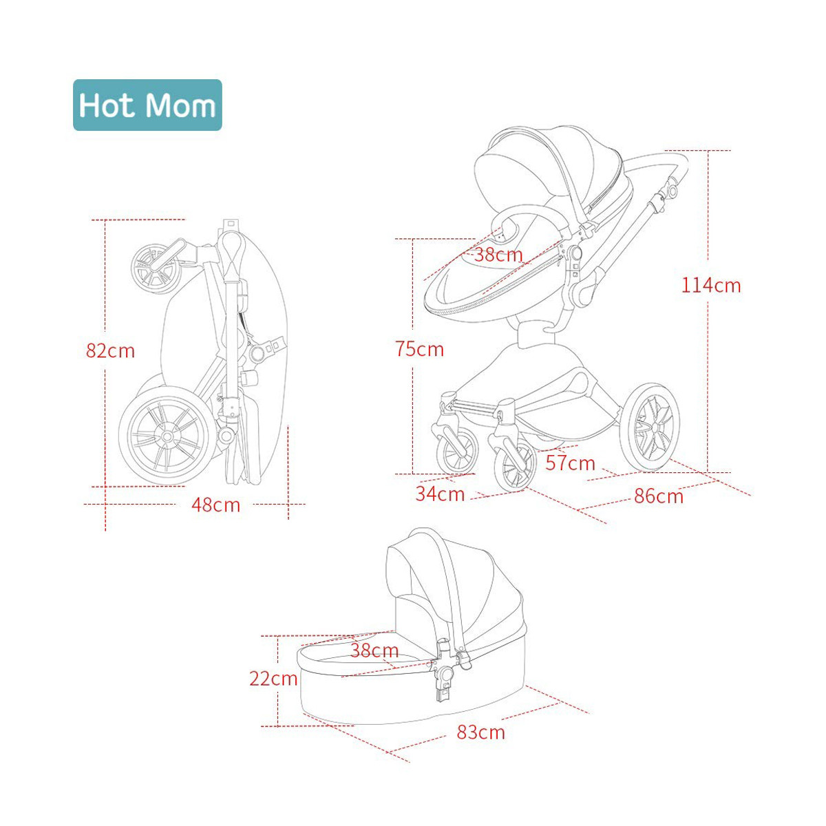 Hot mom kolica 2u1, gray,0m+