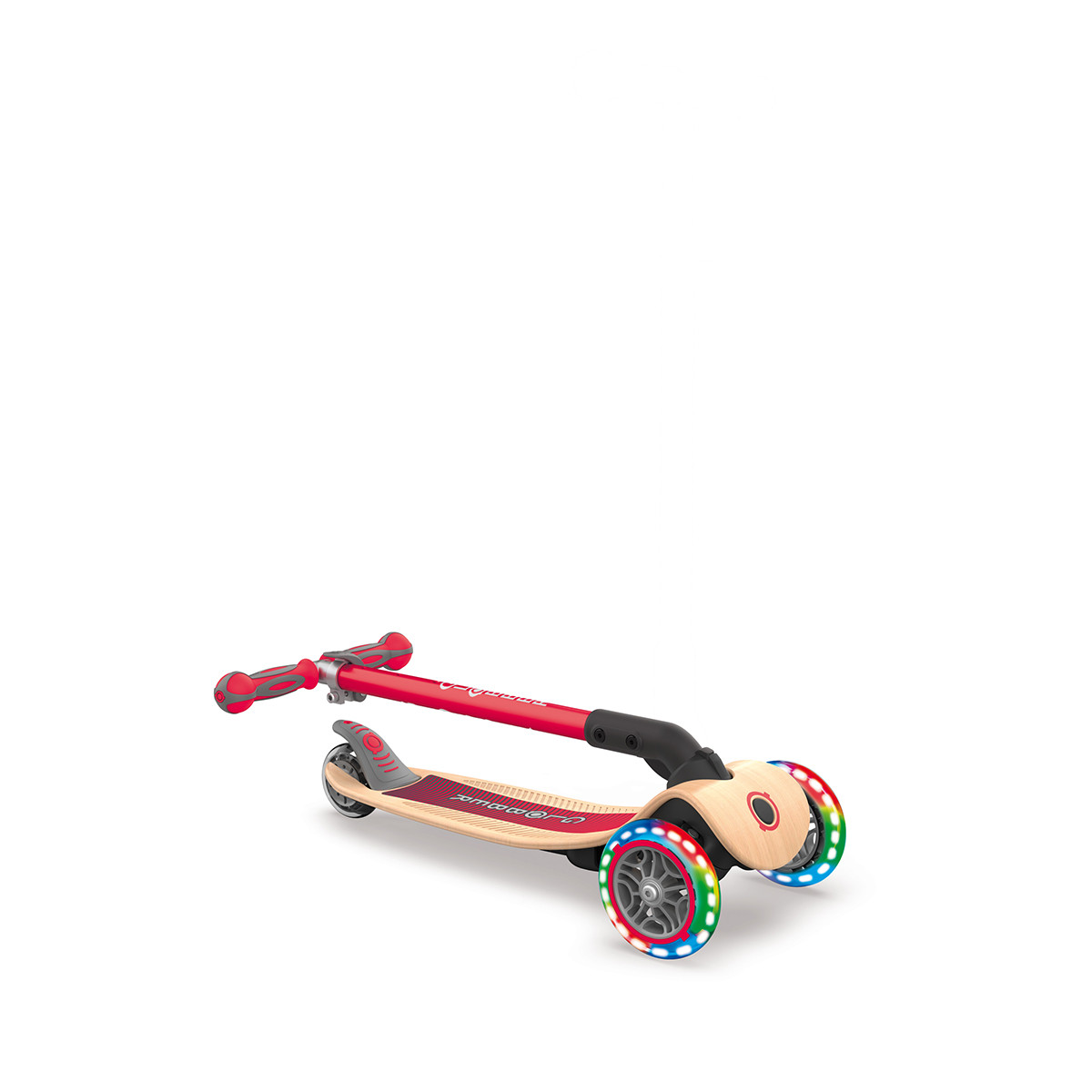 Globber Primo drveni trotinetsa sklapanjem i svetlima