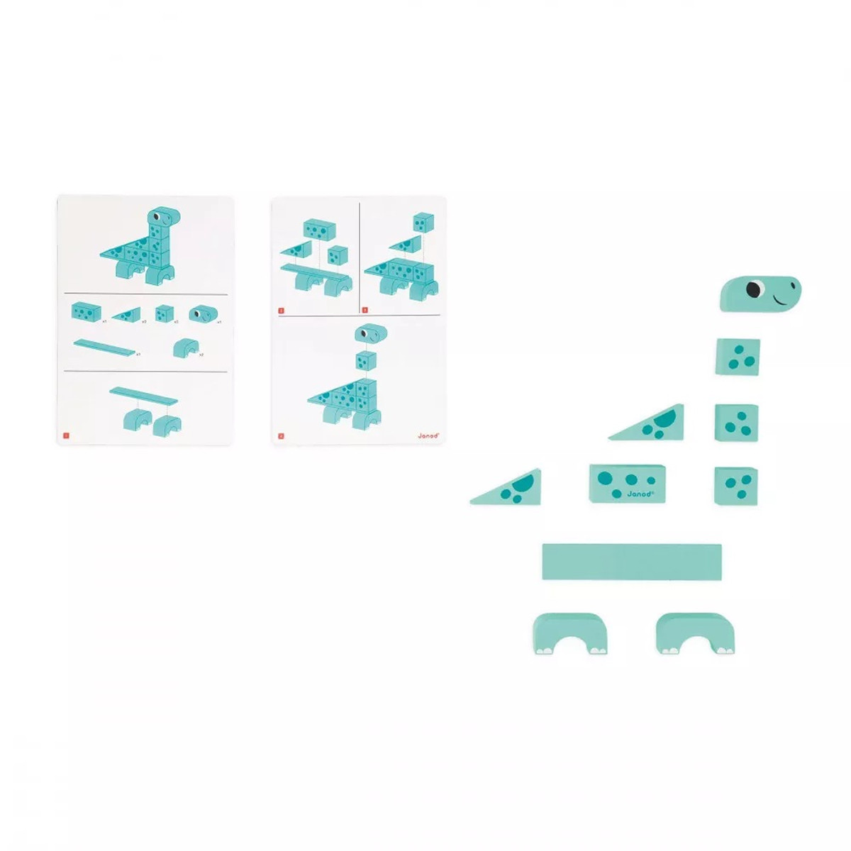 Janod drvene kocke dino, 2g+