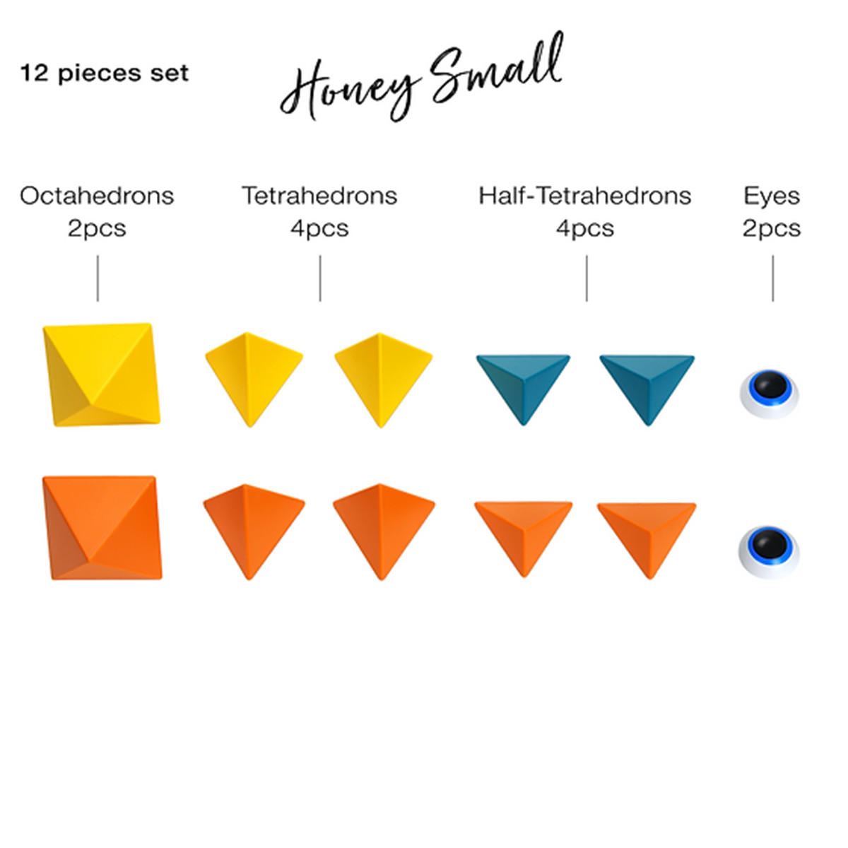 Trido magnetne 3D kocke,  Honey Small