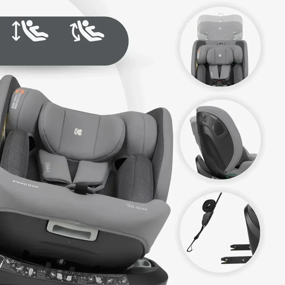 Kikka Boo auto sedište i-Hike premium Light Grey