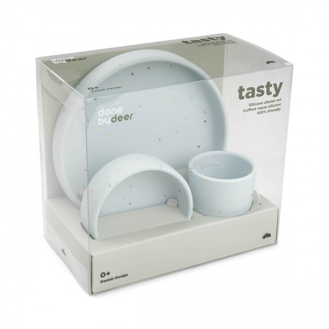 Done By Deer silikonski set  za jelo Confetti, Blue