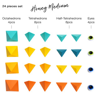 Trido magnetne 3D kocke,  Honey Medium