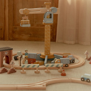 Little Dutch drveno gradilište sa kranom, 51x47x44cm