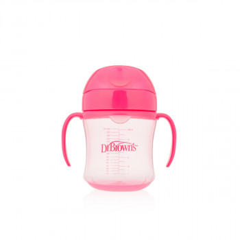 Dr Browns trening čaša 180ml sa mekanim jezičkom,roze