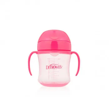 Dr Browns trening čaša 180ml sa mekanim jezičkom,roze