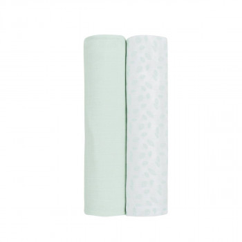 Kikka Boo pelene muslin Leaves Mint 80x80, 2/1