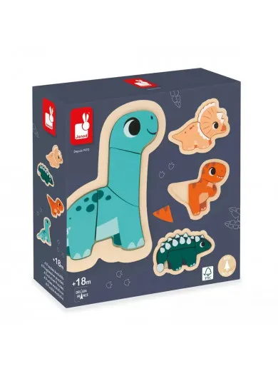 Janod drvena slagalica dino, 18m+