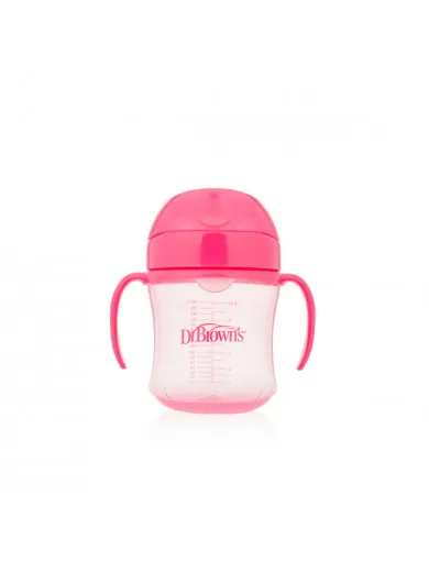 Dr Browns trening čaša 180ml sa mekanim jezičkom,roze