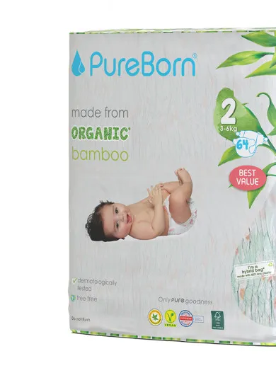 PureBorn pelene 2 (3-6kg), 68kom