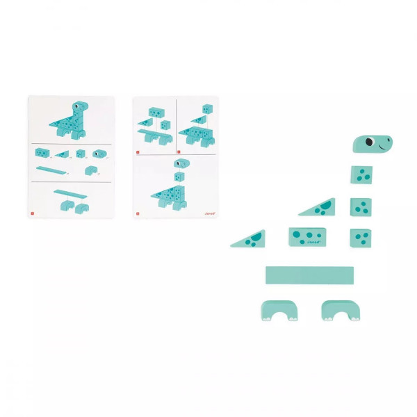 Janod drvene kocke dino, 2g+