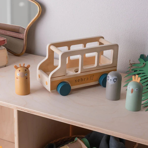 Sebra drveni autobus, 11x20x10cm