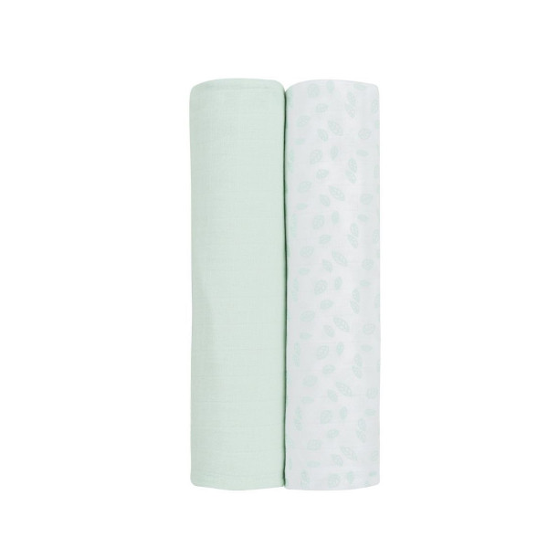 Kikka Boo pelene muslin Leaves Mint 80x80, 2/1